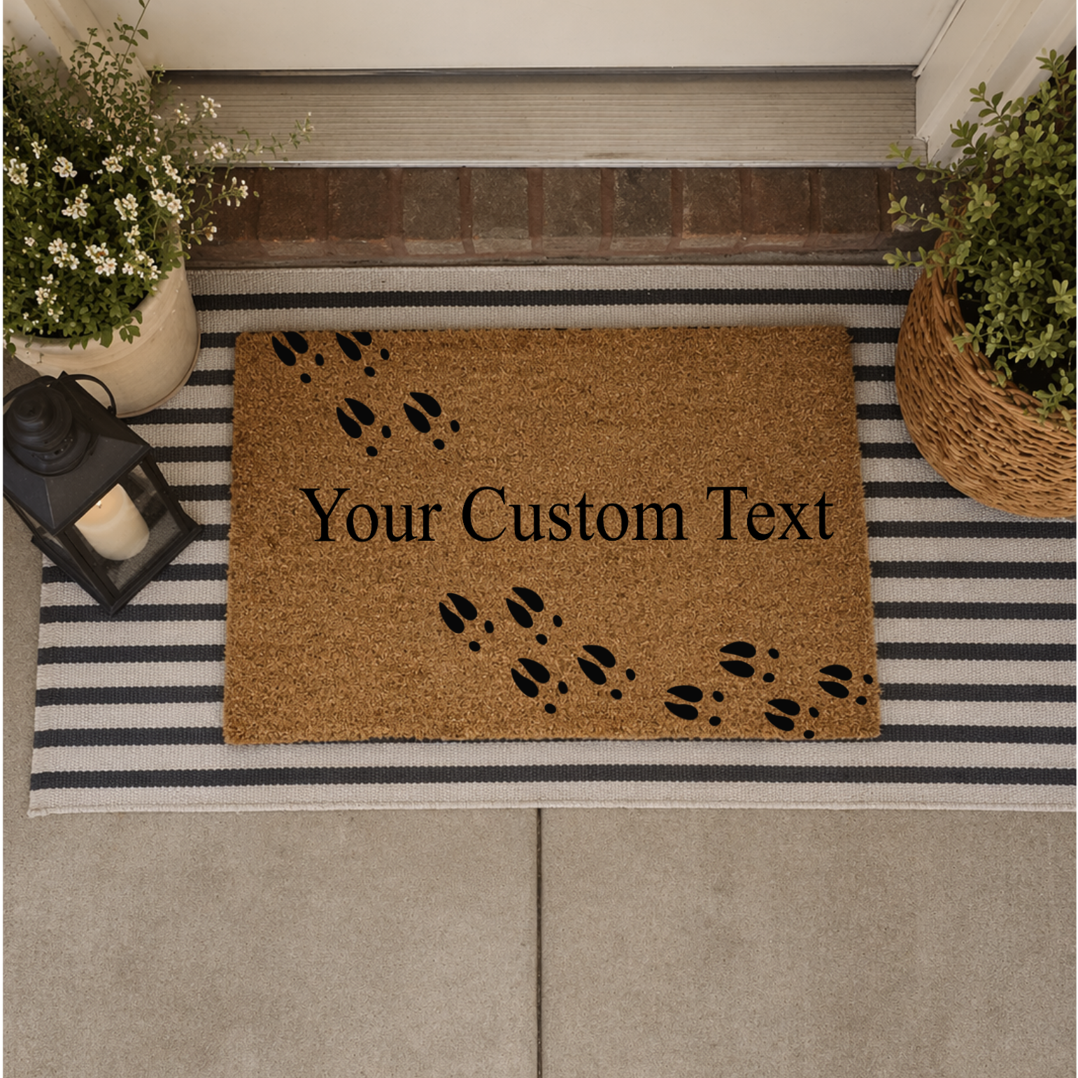 Deer Track Custom Doormat, Last Name, Personalized Welcome Mat