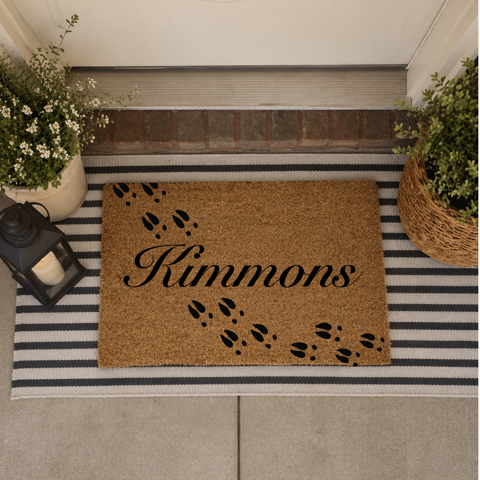 Deer Track Custom Doormat, Last Name, Personalized Welcome Mat